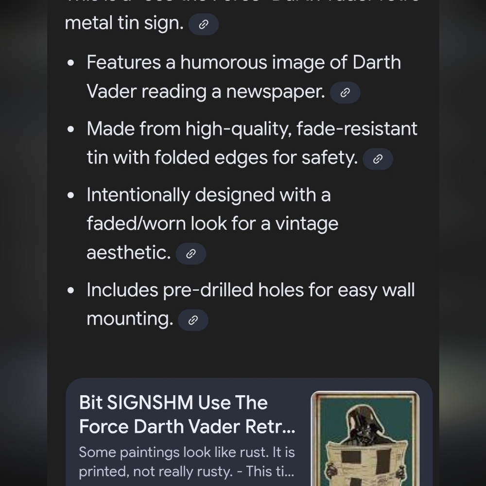 Darth Vader Use The Force Metal Sign - Picture 7 of 8